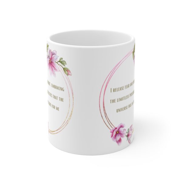 I Release Fear and Doubt - Floral Wreath Ceramic Mug11oz - Image 2